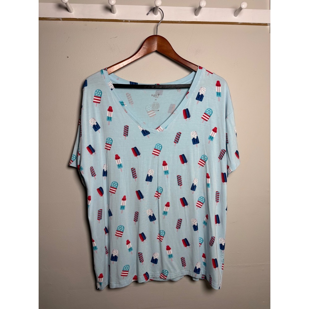 Kyte Baby Bamboo Tee Blue Patriotic Popsicle Print Summer M
